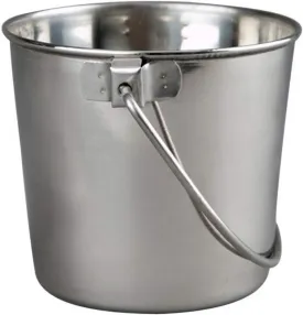 1 Quart Heavy Duty Stainless Steel Round Bucket | Durable Food & Water Pail for Dogs, Cats, Kennels, Cages and Critter Crates | Multi-Purpose Bucket