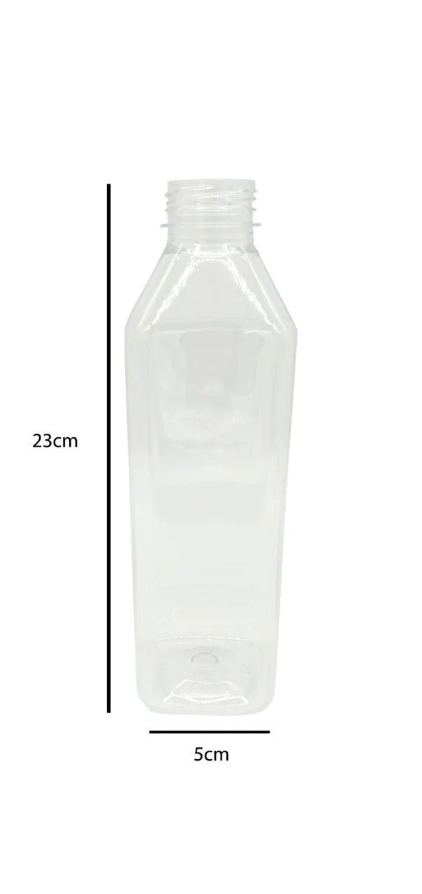 1000ml - 32oz Square Bottles Clear PET Plastic With Tamper Evident Lids