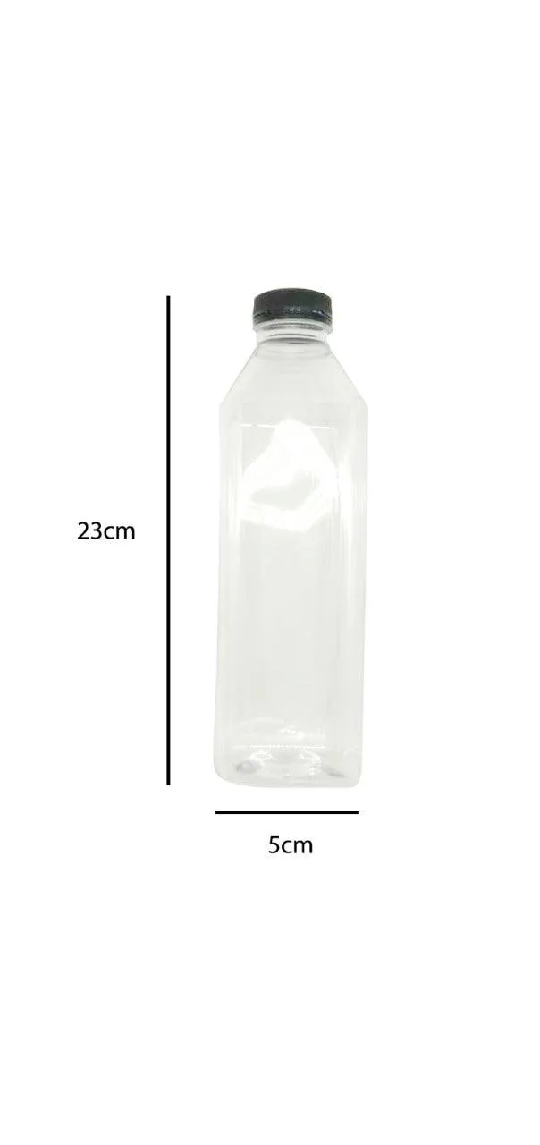 1000ml - 32oz Square Bottles Clear PET Plastic With Tamper Evident Lids