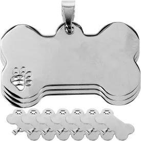 10pcs Dog Tag Blank Labels Dog Name Tag Dog Identification Tags Personalized Tags for Dogs Puppy Tag Dog Collar Charms Dog Id Tag Blank for Engraving Metal Pet Bone, 5x3.5cm, Silver