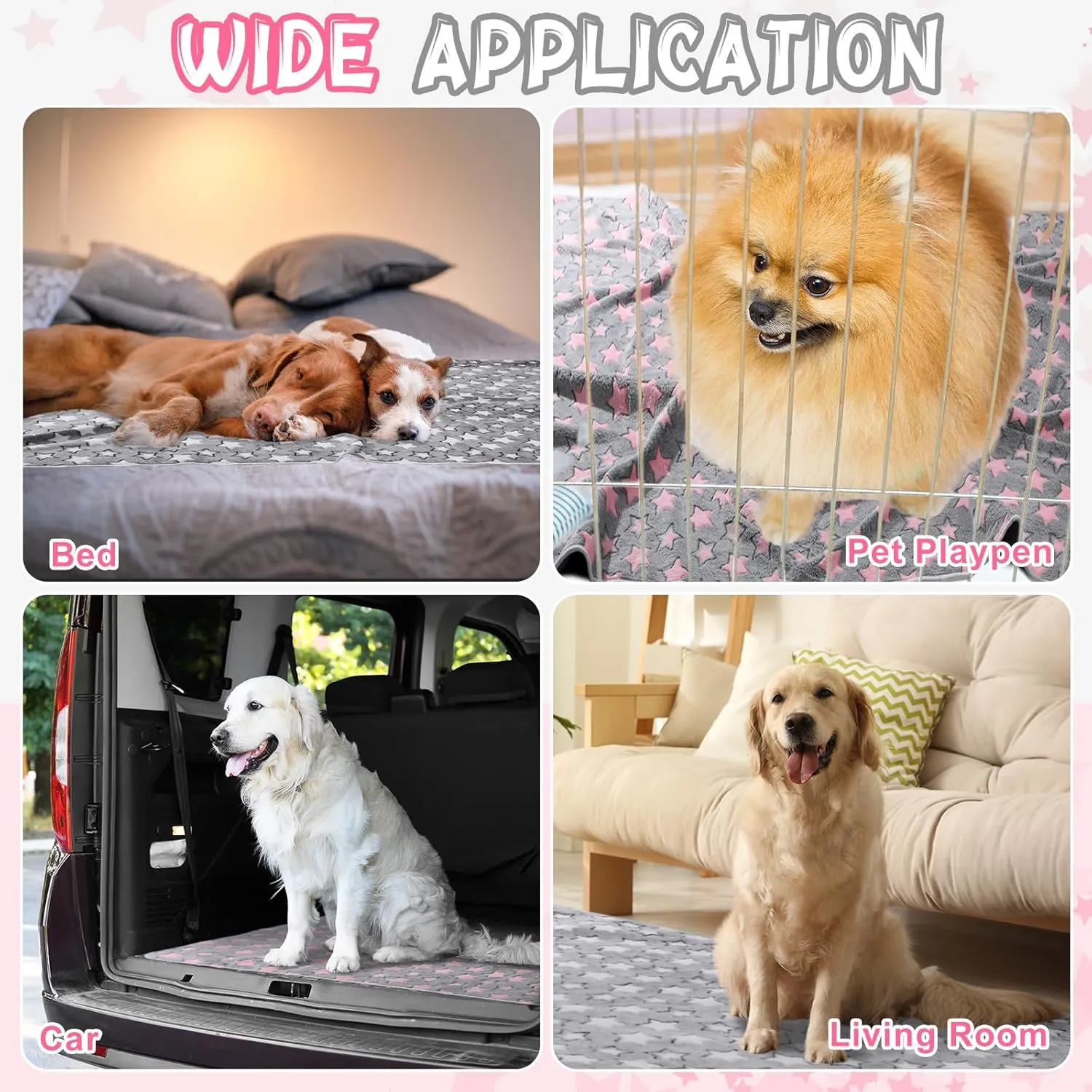 2 Pack Dog Blanket for Large Dogs Soft Fluffy Pet Christmas Blanket Washable Whelping Pee Pads Reusable Puppy Blankets for Couch Pet Gifts (Square, 65 x 48 Inches)