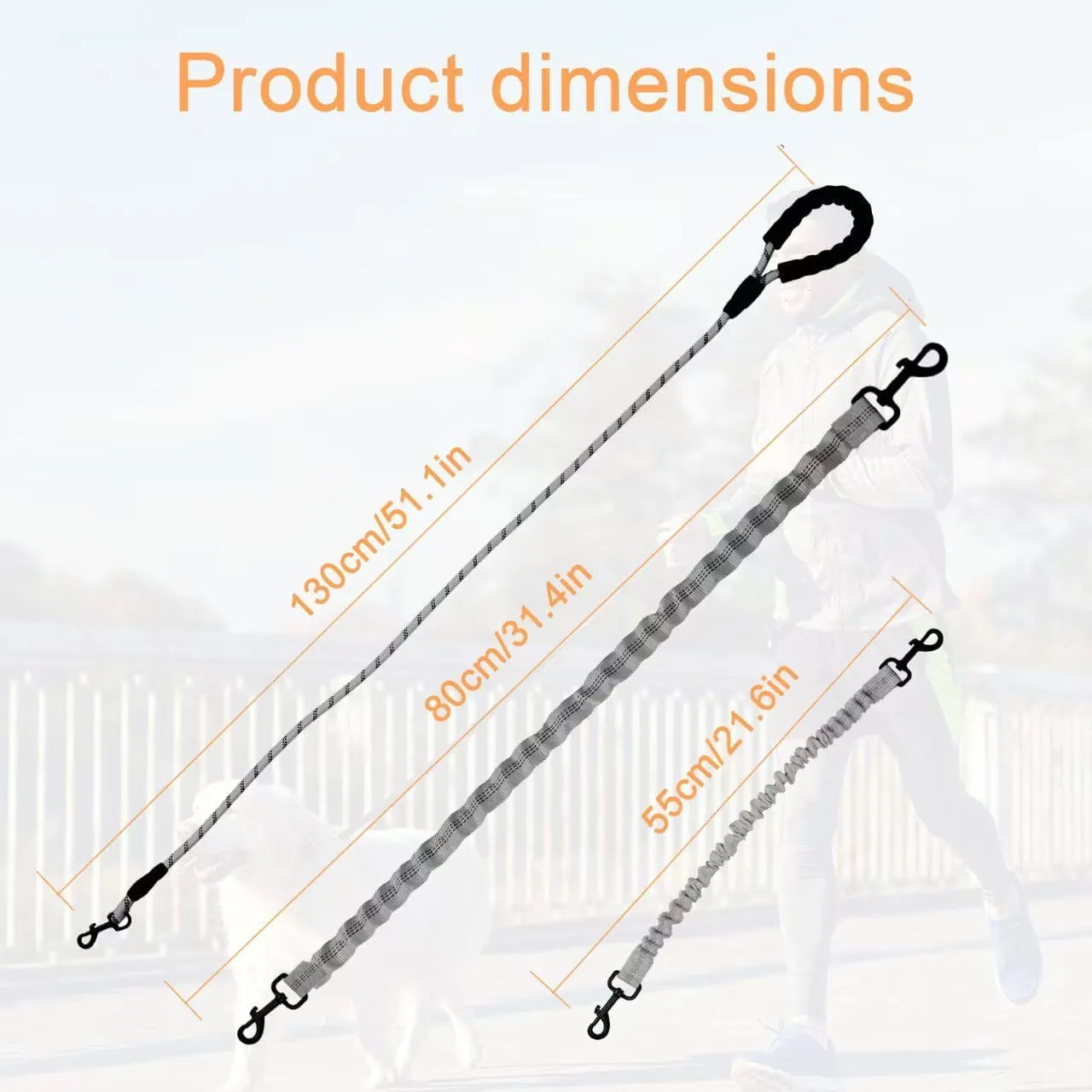 2 Way Dog Leash,No Tangle for Two Dogs, 3 in 1 Dog Leash with 360 Swivel, Shock Absorbing, Reflective Threads Comfort Foam Handle, Ideal for Small Dogs and Dog Training (Grey, Double Leashes)