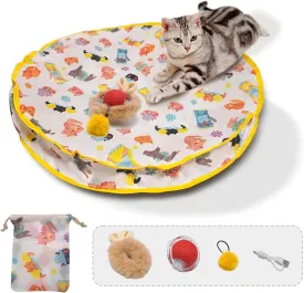 28-Inch Automatic Cat Toys Cat Play Mat with Motion-Activated Rolling BallInteractive Hide-and-Seek Cat Toy for Indoor Cats Exercise