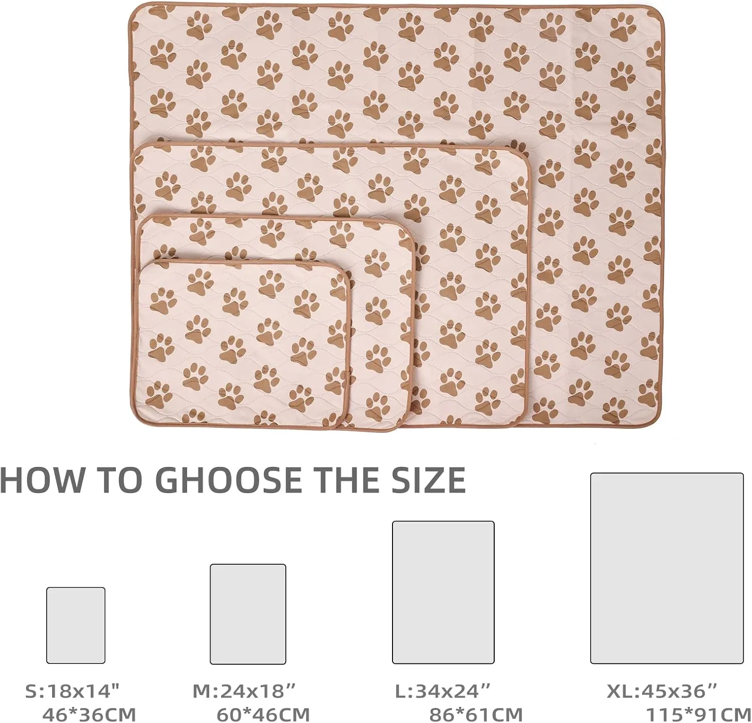 34x24 Inches Washable Dog Pee Pads | Anti-Slip Waterproof Pet Training Mats with High Absorbency for Puppies & Elderly Dogs | Protect Floors, Furniture & Car Seats | Polyester Material (L)