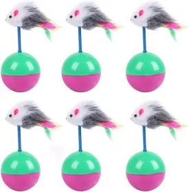 6pcs Cat Toy Plush Mouse Tumbler Toy Feather Mice Shape Toy Interactive Ball Kitten Funny Catch Toys Animals Cat Toy Mice Pets Doll Mice Catnip Toys for Indoor