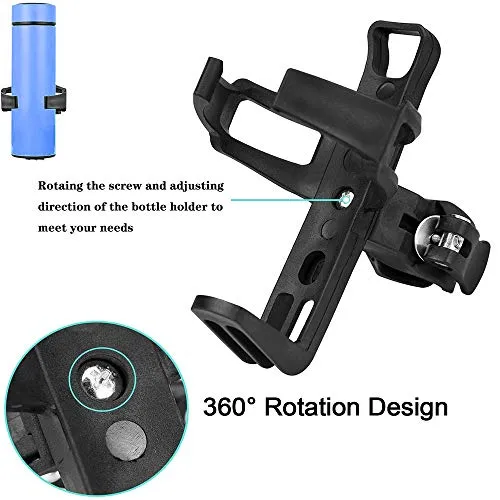 Adjustable Universal Bicycle Water Bottle Cage- Bike Water Bottle Holder No Screws - Mountain Bicycle Drink Holder - 360 Degree Spin Bike Water Bottle Holder- Water Bottle Cage Clamp for Kids Bike