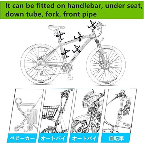 Adjustable Universal Bicycle Water Bottle Cage- Bike Water Bottle Holder No Screws - Mountain Bicycle Drink Holder - 360 Degree Spin Bike Water Bottle Holder- Water Bottle Cage Clamp for Kids Bike