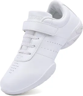 BAXINIER Girls White Cheerleading Dance Shoes Athletic Training Tennis Breathable Youth Competition Cheer Sneakers