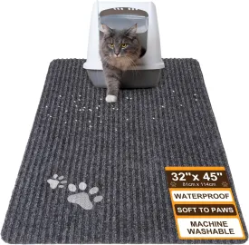 BEAUTYZOO Cat Litter Mat Litter Trapping Mat, 32"x 45" Extra Large Litter Box Mat, Waterproof Kitty Litter Mat, Non-slip Litter Rug Mat Pads for Floor Scatter Control,Soft on Paws & Easy to Clean,Grey