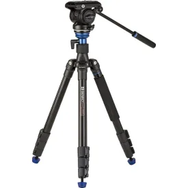 Benro A2883F Aero4 Travel Video Tripod Kit, Aluminium, Leveling Column, Flip Lock, S4PRO Head, QR4PRO Plate