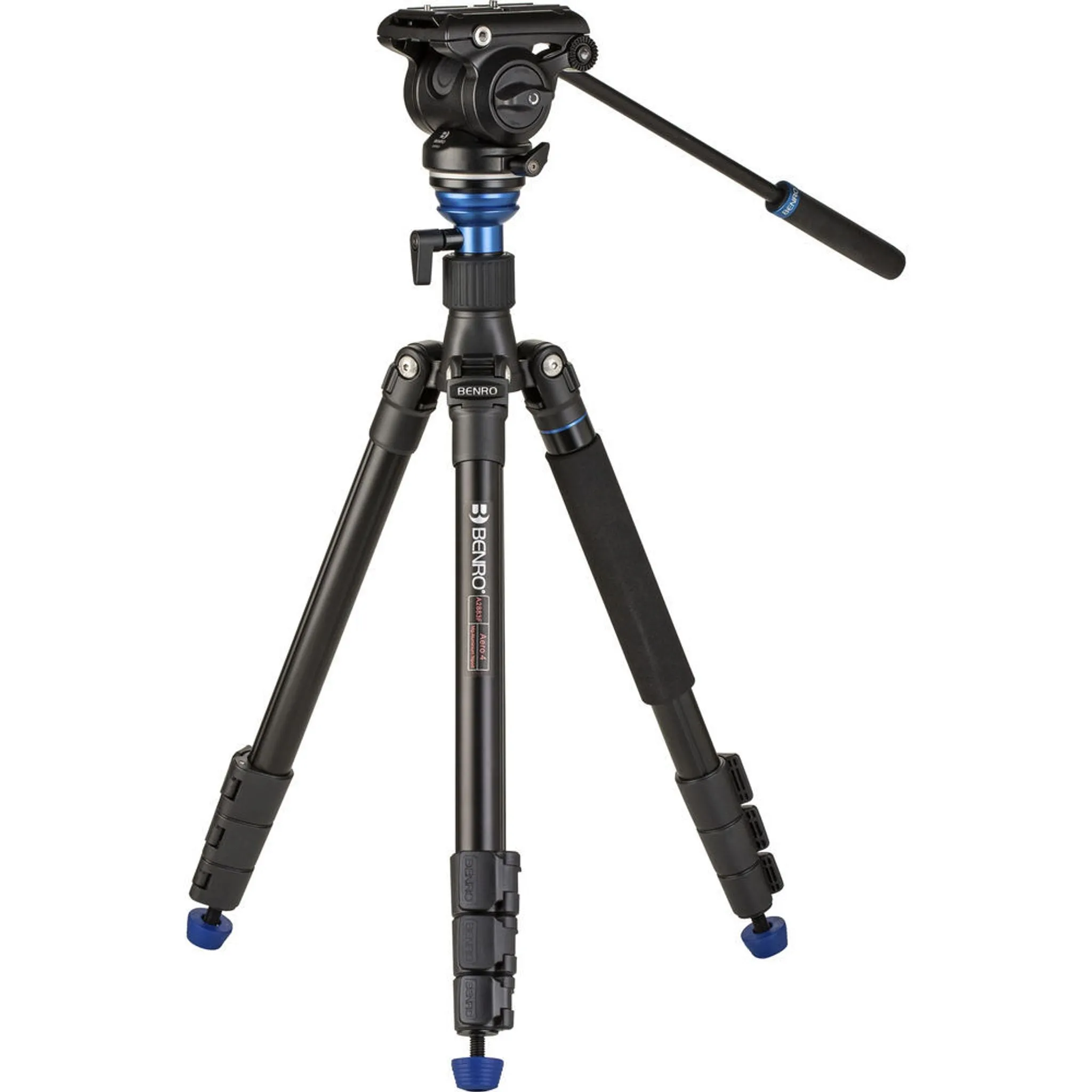 Benro A2883F Aero4 Travel Video Tripod Kit, Aluminium, Leveling Column, Flip Lock, S4PRO Head, QR4PRO Plate