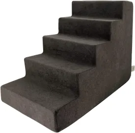 Best Pet Supplies Dog Stairs for Small Dogs & Cats, Foam Pet Steps Portable Ramp for Couch Sofa and High Bed Non-Slip Balanced Indoor Step Support, Paw Safe No Assembly - Dark Brown, 5-Step