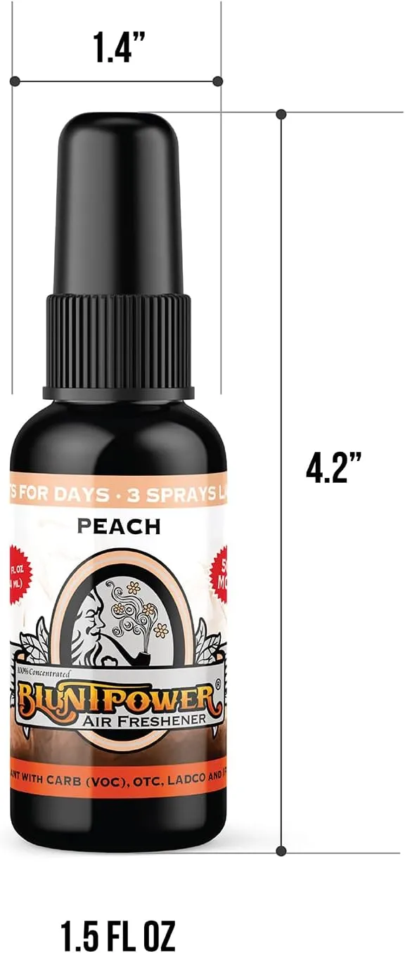 BluntPower (Peach, 1 Pack) Concentrated Odor Eliminator & Diffuser Oil - Room Deodorizer, Odor Eliminator, Air Freshener - Premium Oil Based Air Freshener