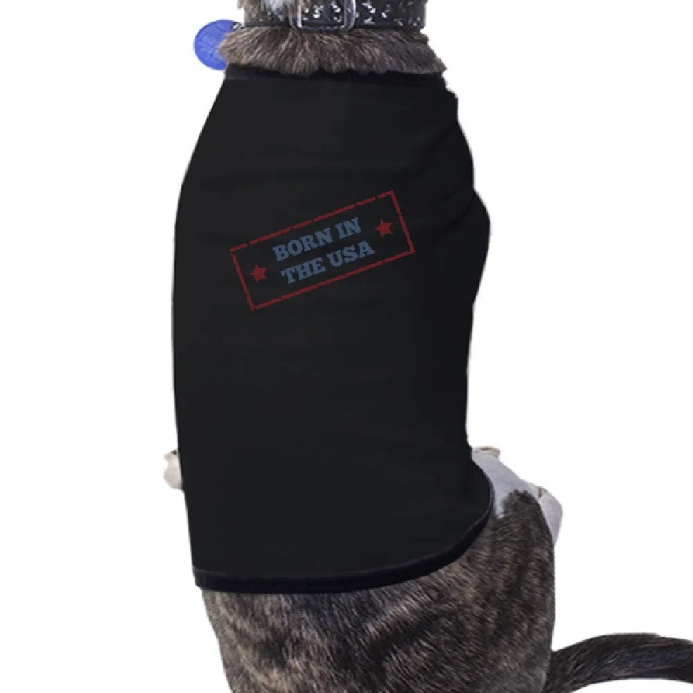 Born In The USA Black Small Pets Shirt American Flag Small Dog Tee