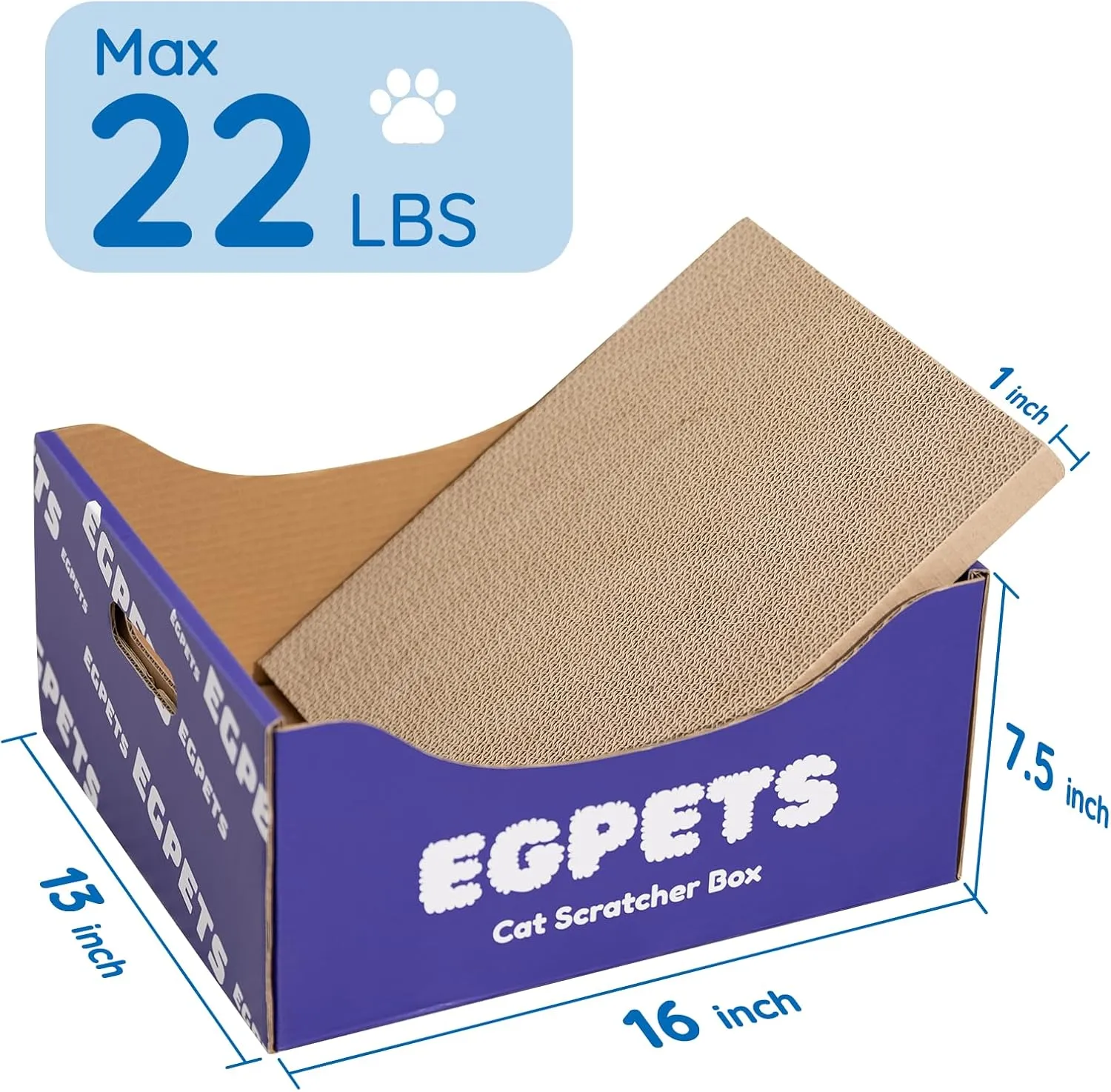 Cardboard Cat Scratcher Box for Indoor Cats with Extra-Large Scratching Board, Refillable and Sturdy, Ideal for Hiding, Scratching and Sleeping, Easy to Clean and Assemble, Violet