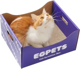 Cardboard Cat Scratcher Box for Indoor Cats with Extra-Large Scratching Board, Refillable and Sturdy, Ideal for Hiding, Scratching and Sleeping, Easy to Clean and Assemble, Violet