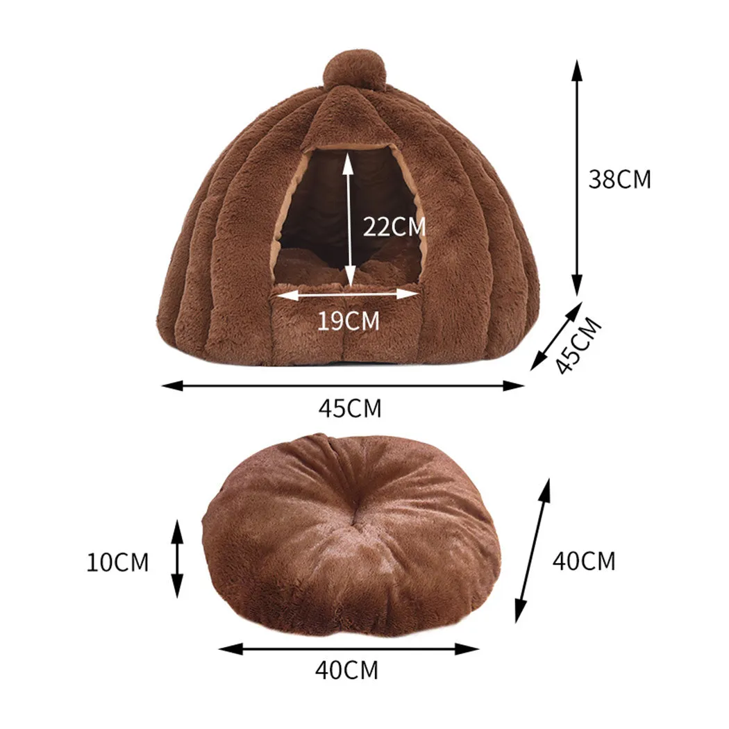 Cat Castle Igloo Round Nest Cave Brown