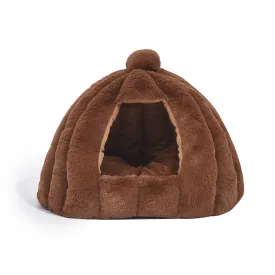 Cat Castle Igloo Round Nest Cave Brown