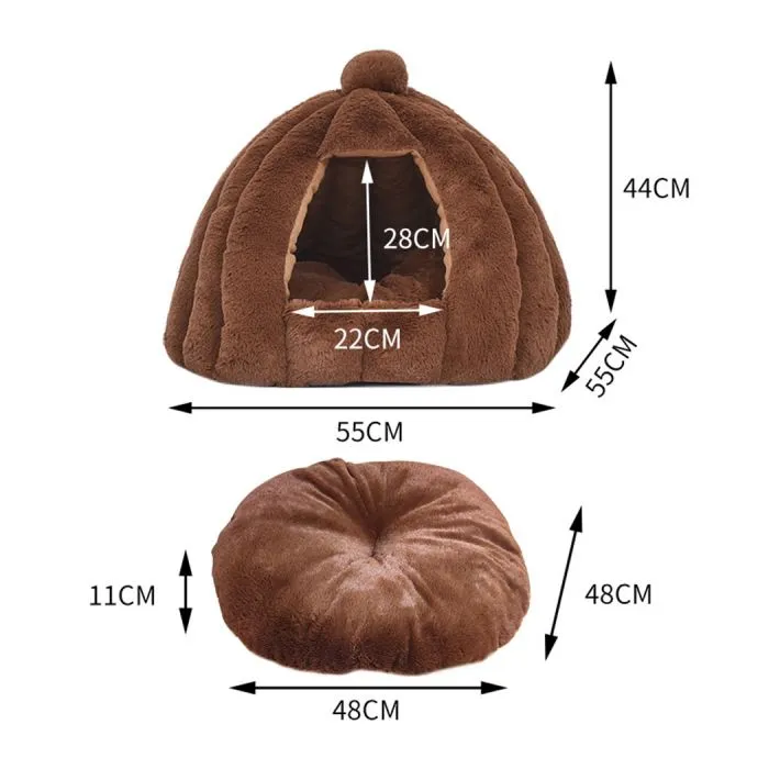 Cat Castle Igloo Round Nest Cave Brown