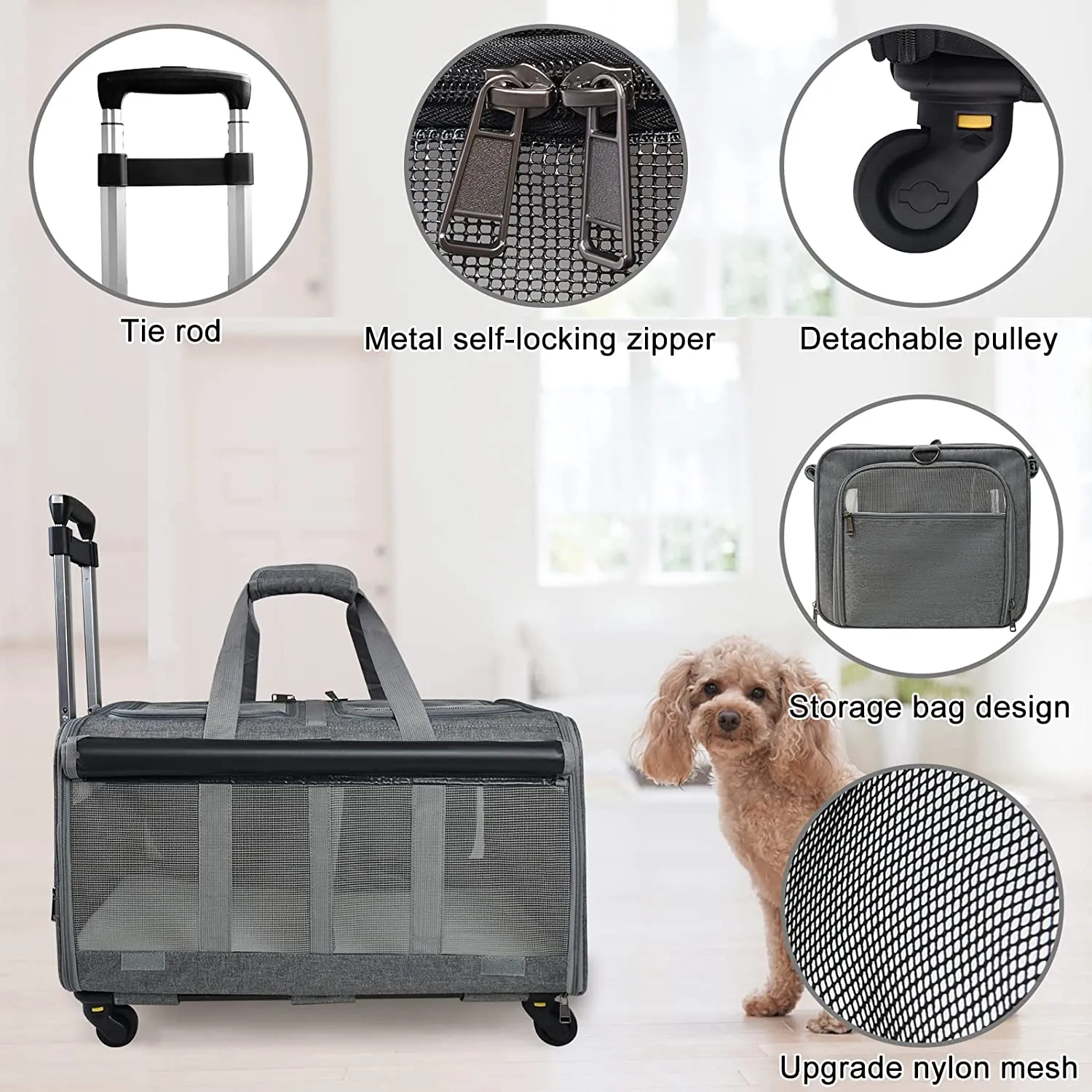 Cat Rolling Carrier For 2 Cats