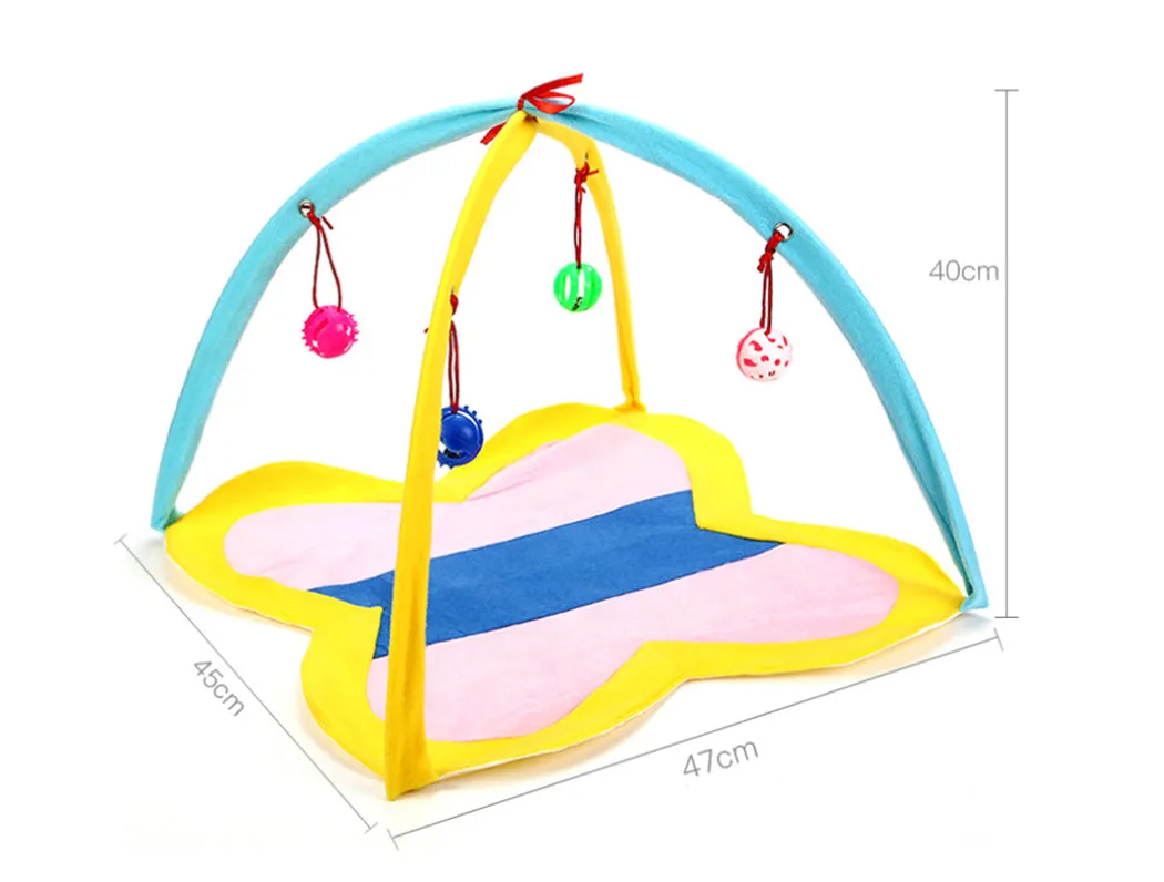 Cat Toys Cat Tent Folding Portable Cat Activity Center Cat Play Mat With Hanging Toy Pet Interaction Training Supplies