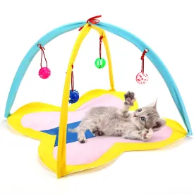 Cat Toys Cat Tent Folding Portable Cat Activity Center Cat Play Mat With Hanging Toy Pet Interaction Training Supplies
