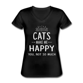 Cats make me happy  Women's V-Neck T-Shirt