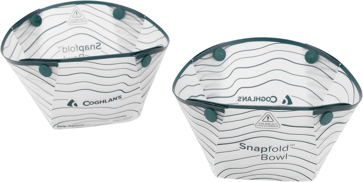 Coghlan's Snapfold Bowls 2-Pack  Collapsible, Lightweight and Leakproof For Camping, Hiking, Travel, Picnics, and Outdoor Adventures, BPA-Free, Foldable Space-Saving Design for Easy Storage