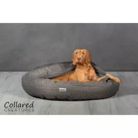 Collared Creatures - Luxury Grey Cocoon Cushion Round Dog Bed
