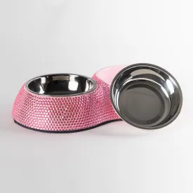 crystal double dining bowl - pink