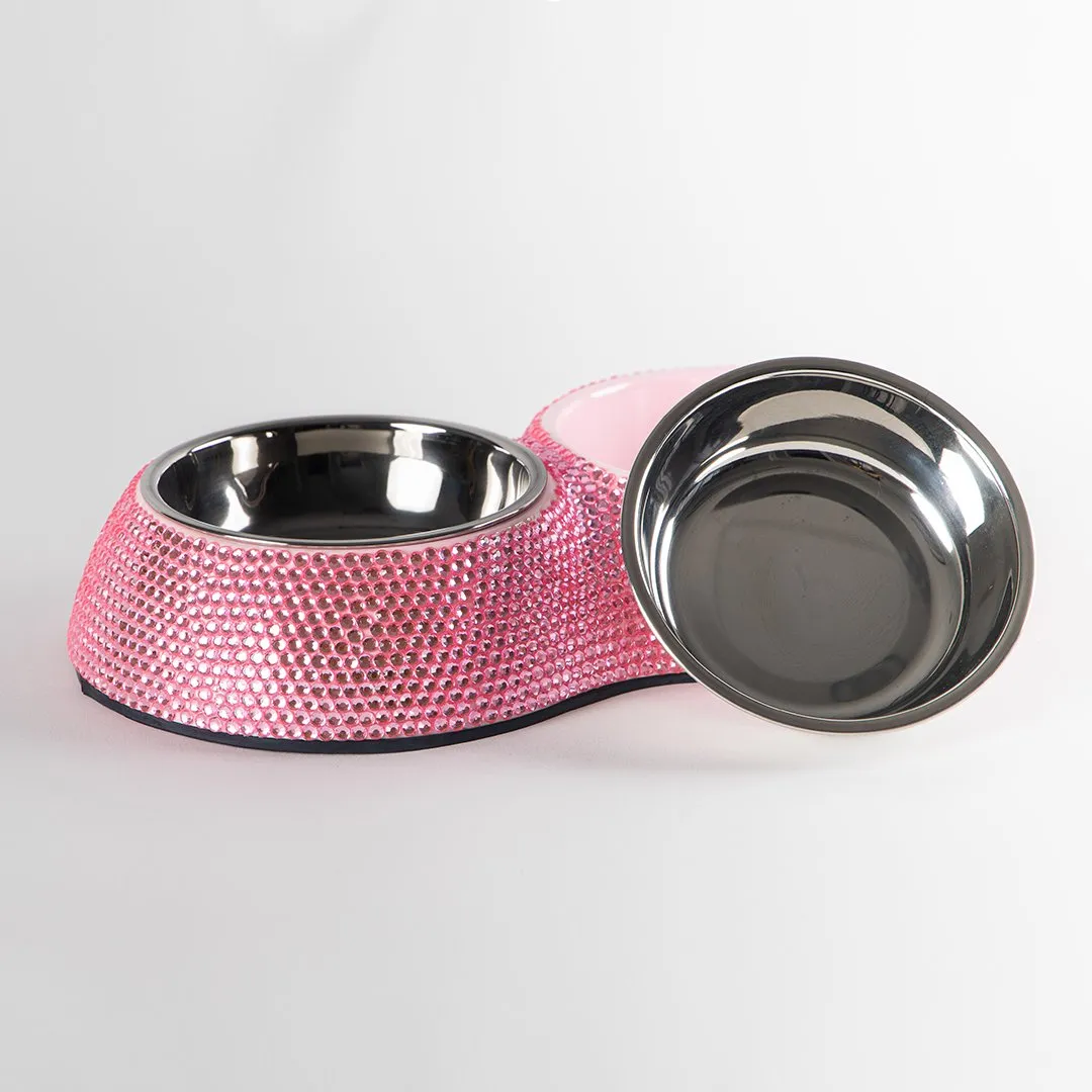 crystal double dining bowl - pink