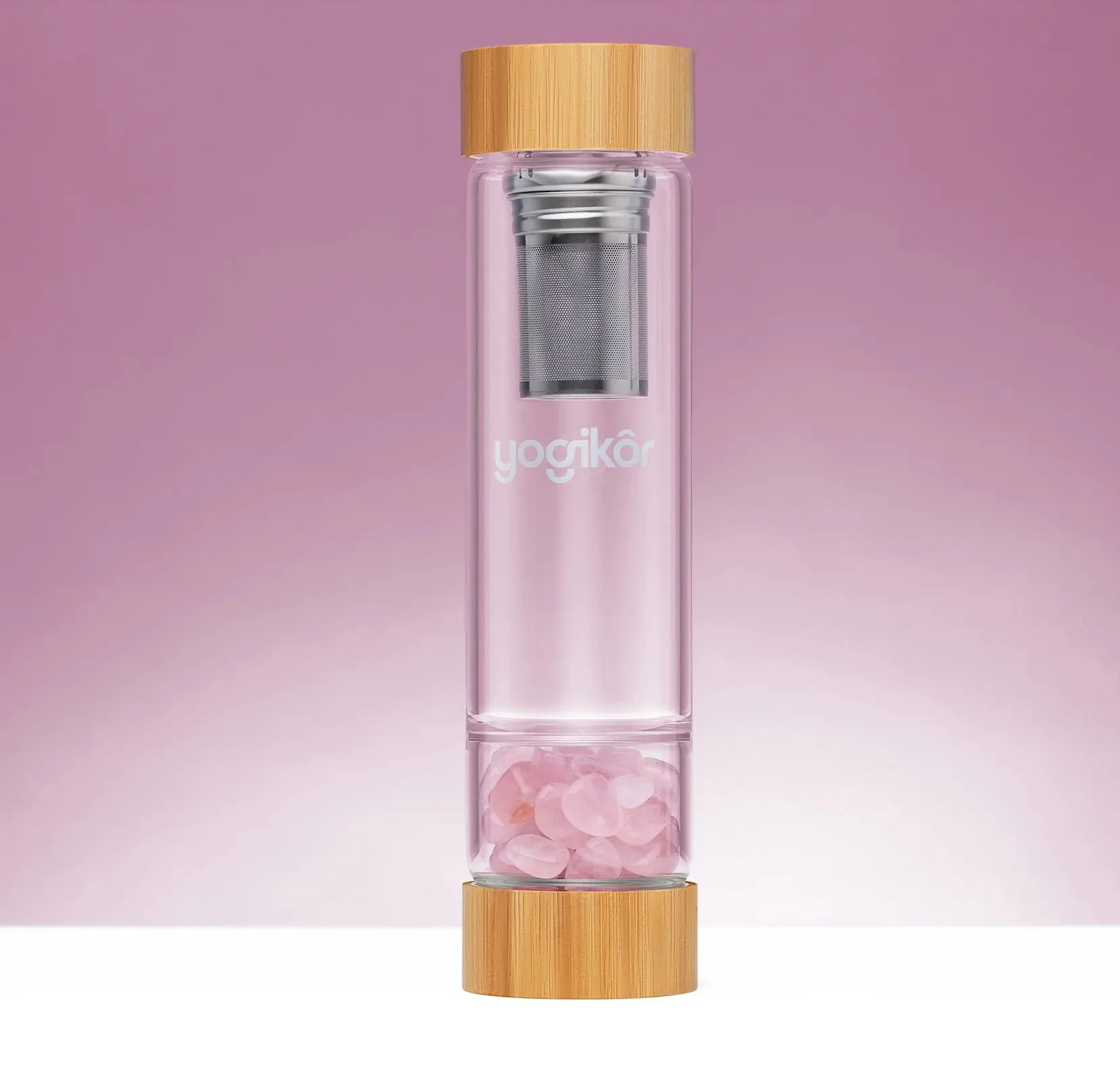 Crystalkor Rose Quartz - Crystal Pebbles Water Bottle