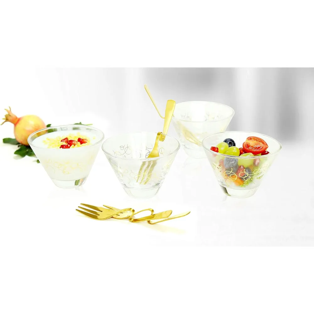Cuisine Art 8 Pcs Dessert Set - Tasting Set - 4 Glass, 4 Stainless Steel Spoon