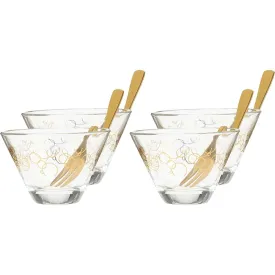 Cuisine Art 8 Pcs Dessert Set - Tasting Set - 4 Glass, 4 Stainless Steel Spoon