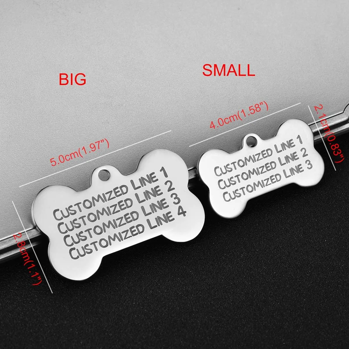 Custom Cat ID Tag Heart Charm Bone Pet Tag Stainless Steel Pendant Necklace Free Engraving  Rose Gold