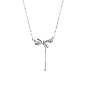 CZ Bowknot 925 Sterling Silver Necklace