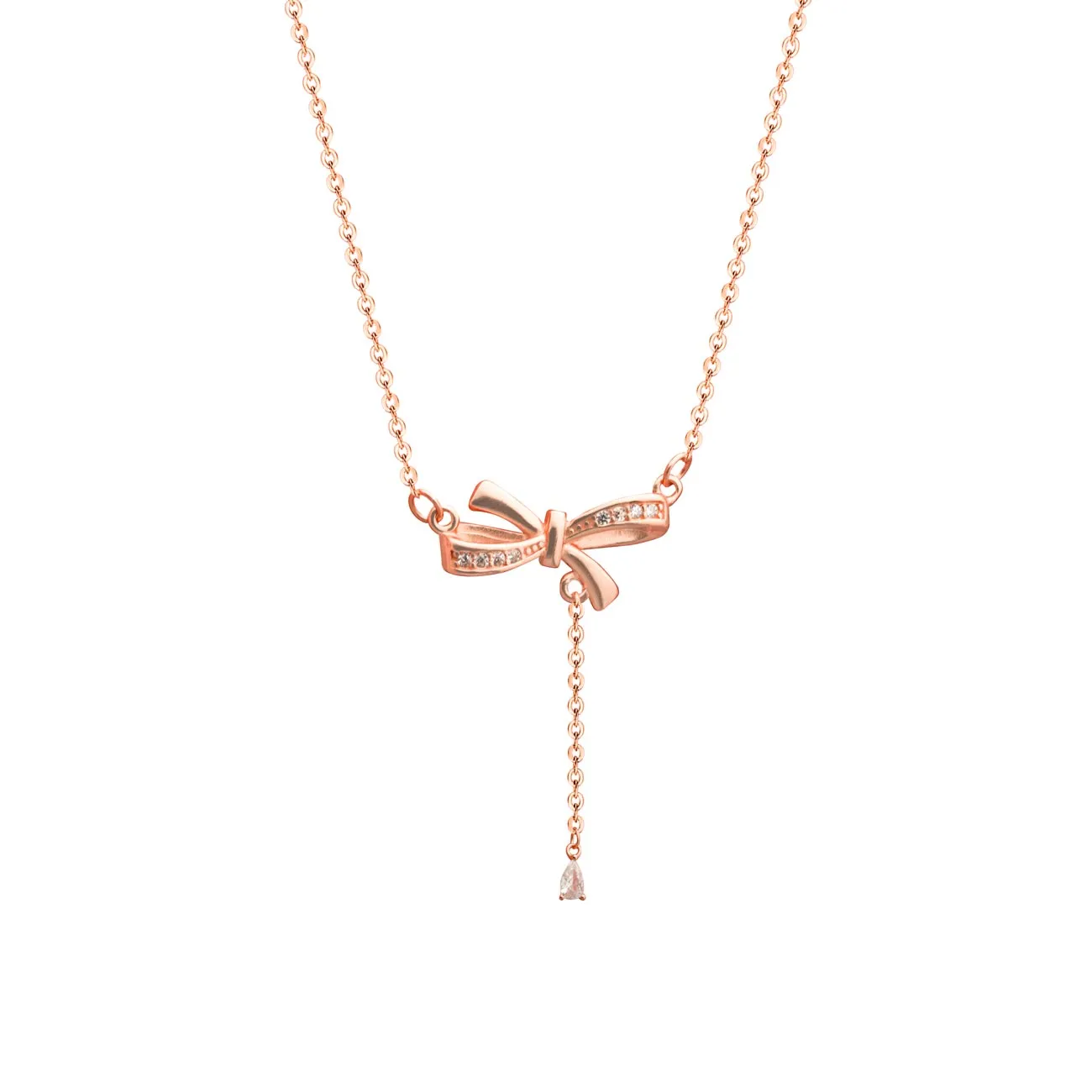 CZ Bowknot 925 Sterling Silver Necklace