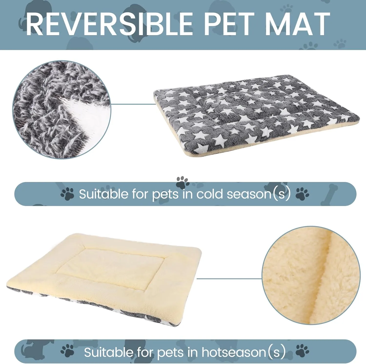 Dog Bed Pet Mat Machine Washable Grey (39x28x1.5in)