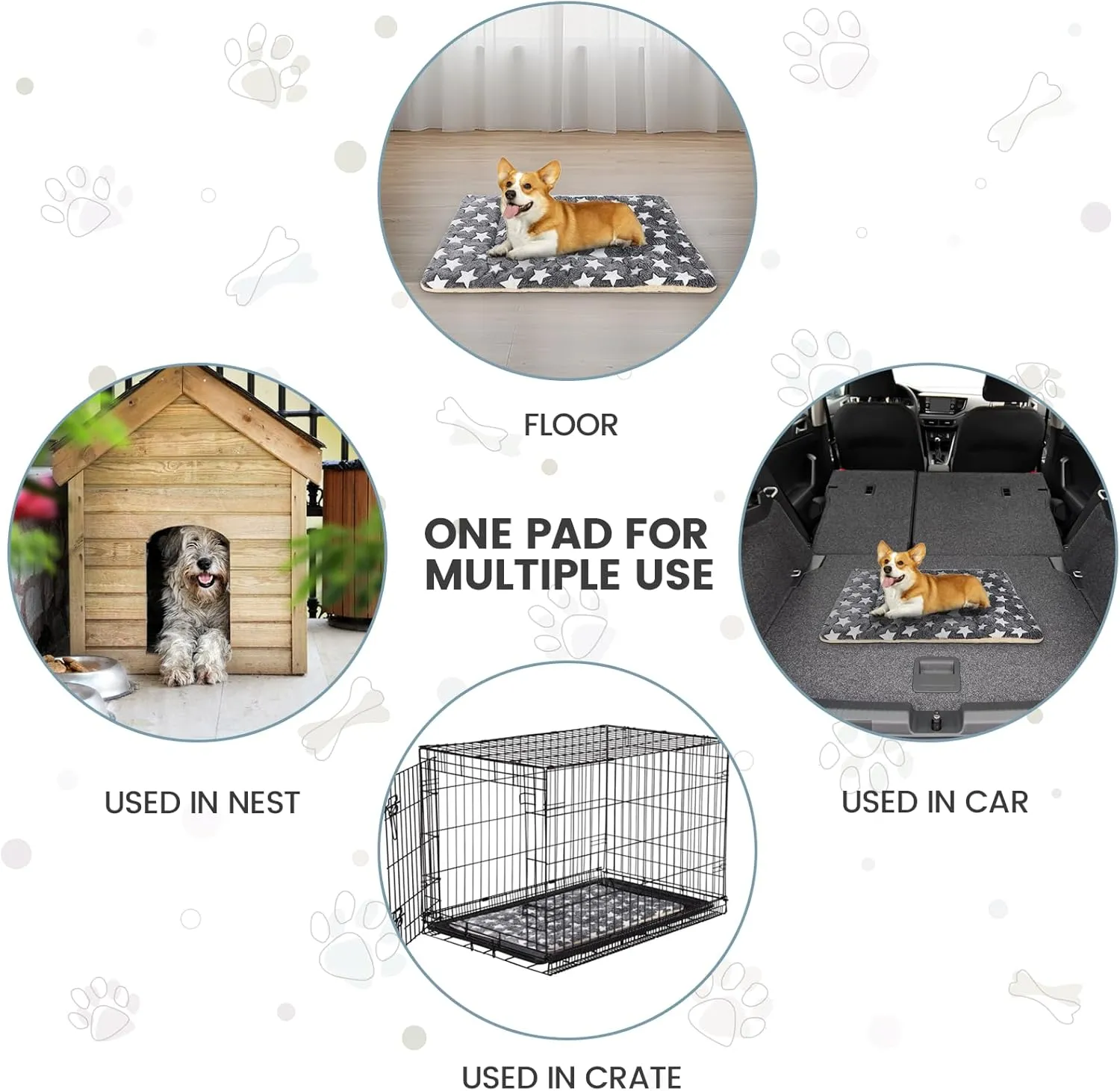 Dog Bed Pet Mat Machine Washable Grey (39x28x1.5in)