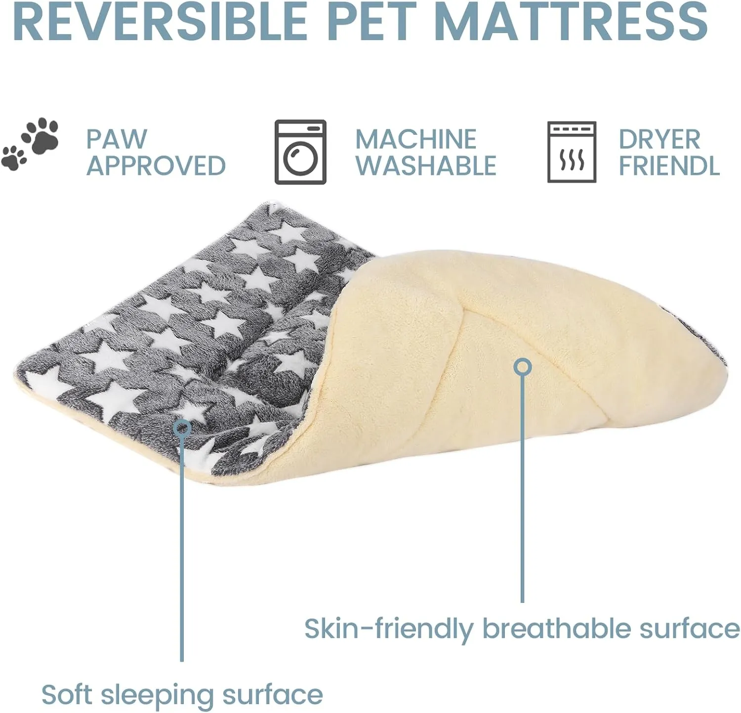 Dog Bed Pet Mat Machine Washable Grey (39x28x1.5in)