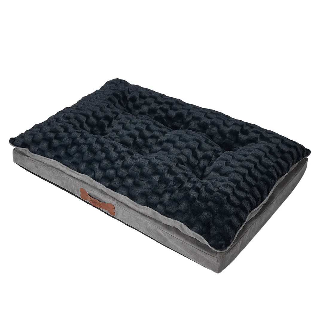 Dog Calming Bed Warm Soft Plush Comfy Sleeping Memory Foam Mattress - Dark Grey L