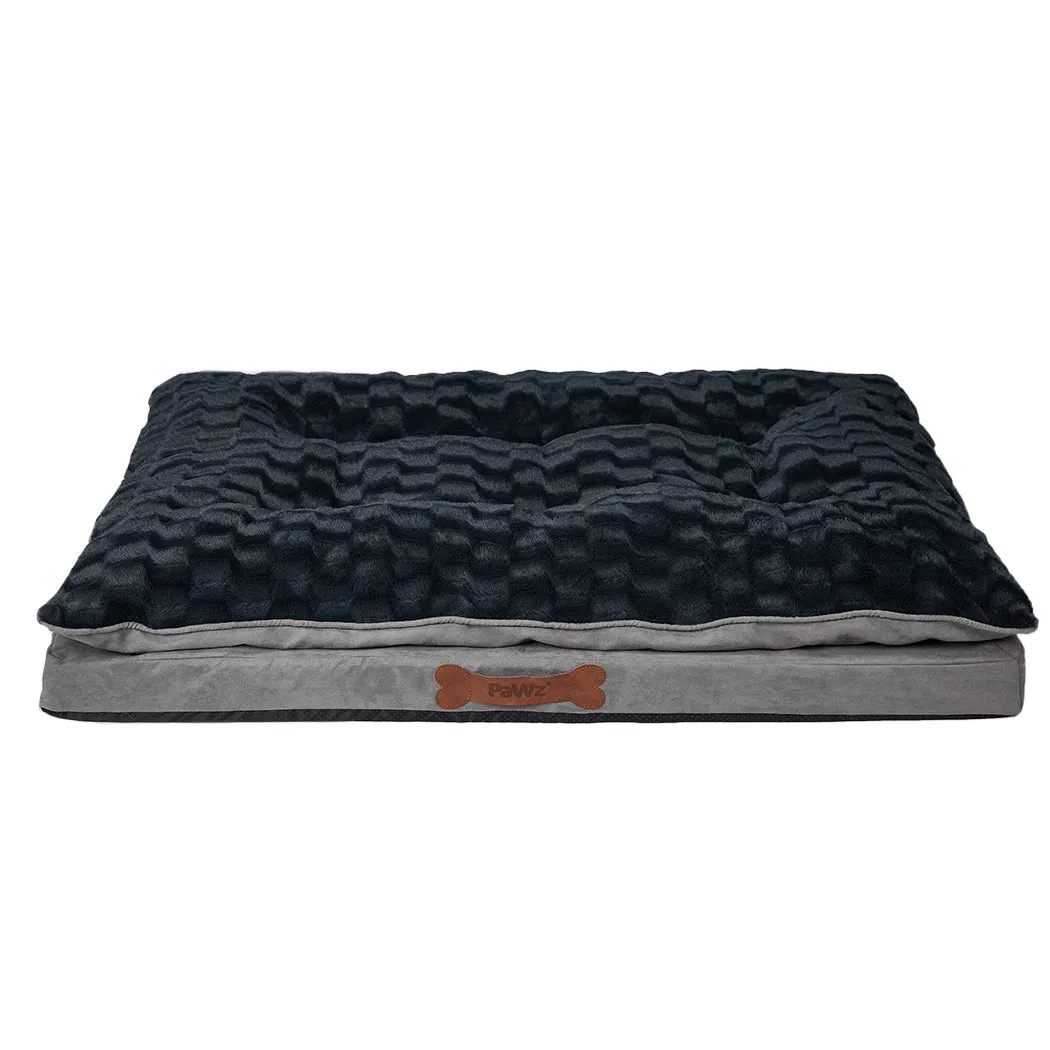 Dog Calming Bed Warm Soft Plush Comfy Sleeping Memory Foam Mattress - Dark Grey L