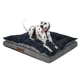 Dog Calming Bed Warm Soft Plush Comfy Sleeping Memory Foam Mattress - Dark Grey L