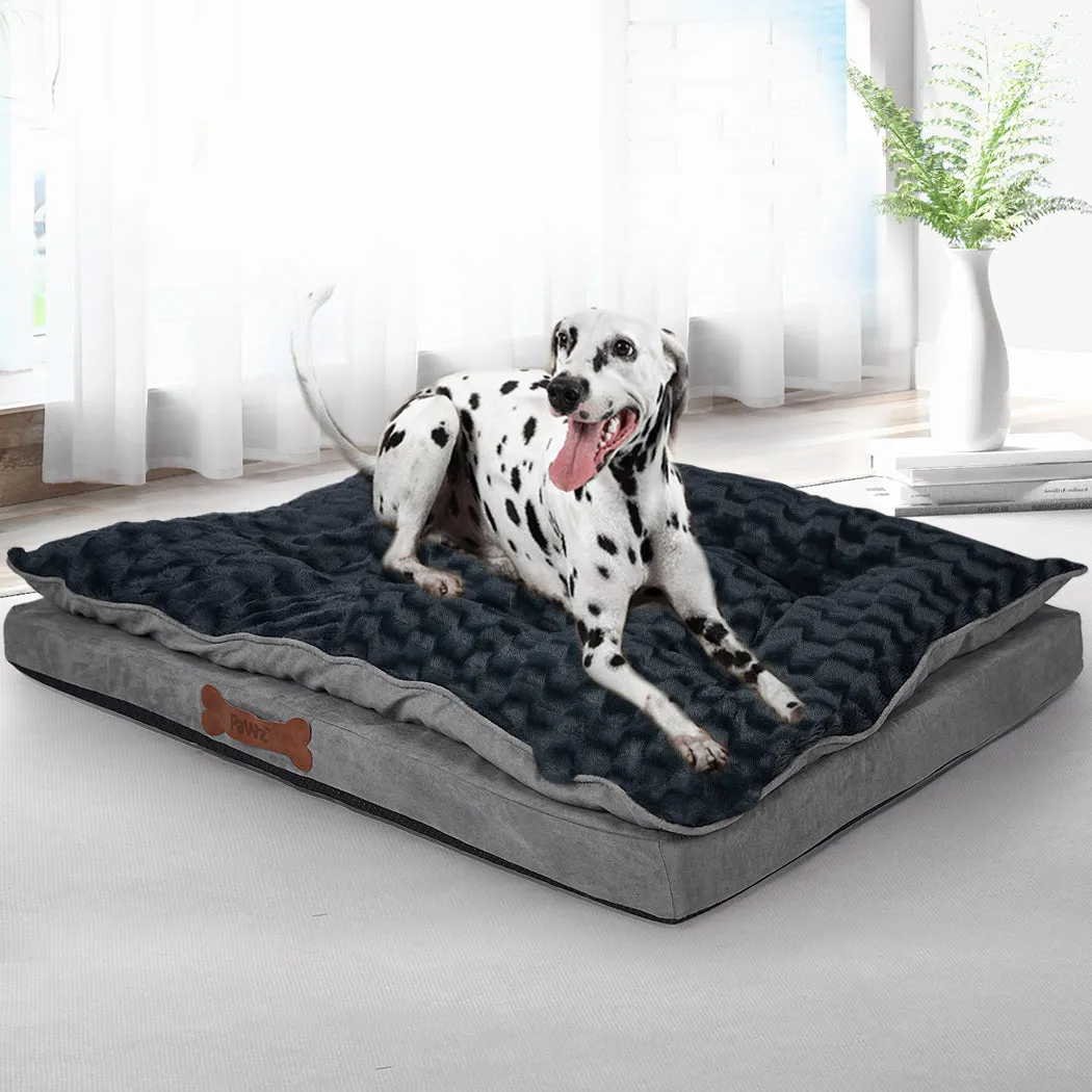 Dog Calming Bed Warm Soft Plush Comfy Sleeping Memory Foam Mattress - Dark Grey L