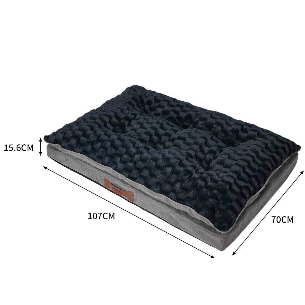 Dog Calming Bed Warm Soft Plush Comfy Sleeping Memory Foam Mattress - Dark Grey L