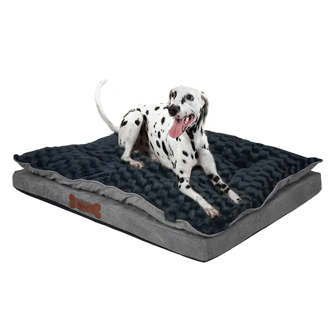 Dog Calming Bed Warm Soft Plush Comfy Sleeping Memory Foam Mattress - Dark Grey L