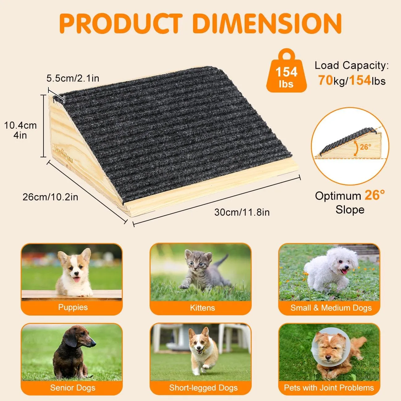 Dog Ramp for Stairs, Non-Slip Dog Stairs, Low-Angled Pet Ramps for Small Dogs and Cats, Medium Dogs, Step and Stair Assist for Injured and Older Dog, 4 Pack