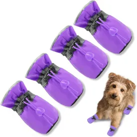 Dog Shoes Dog Boots & Paw Protector, Anti-Slip Sole Winter Dog Booties with Reflective Straps Dog Snow Boots for Small Medium Dogs 4PCS Purple 5
