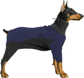 Dog Winter Coat, Warm Fleece Dog Jacket, Windproof Dog Pullover Jumpsuit, Fullbody Dog Pajamas Onesie, Cold Weather Clothes for Medium Large Dog(XL,Blue)