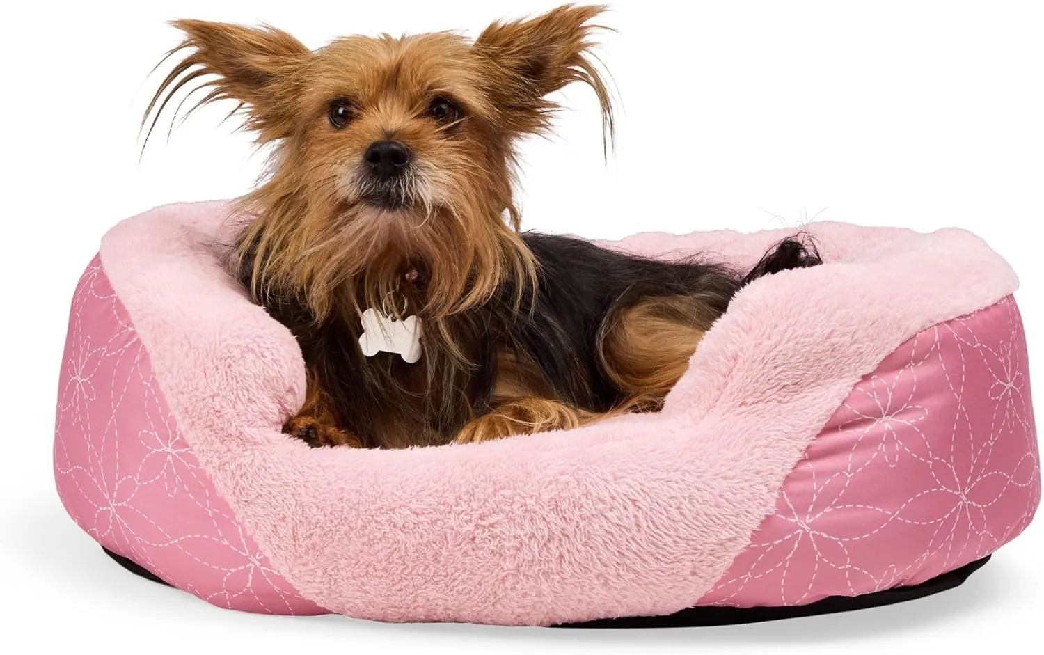EveryYay Essentials Oval Cuddler Pet Bed 23" L X 17" W X 7" H Green Stars